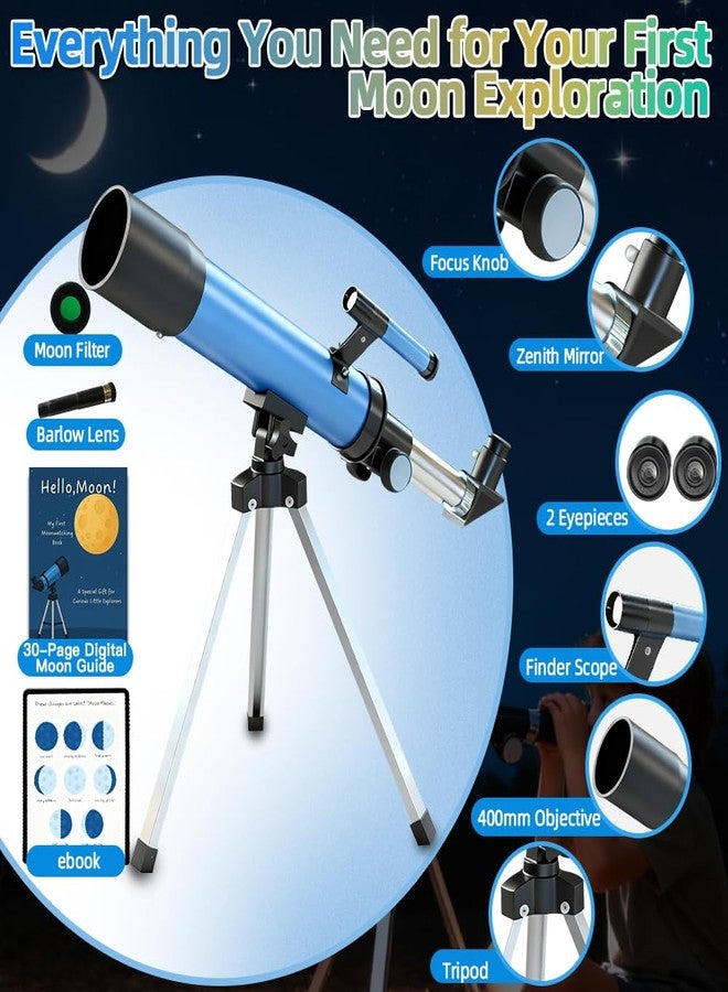 Luzsco Telescope for Kids 50mm 100x Magnification Beginner Telescopio with Tripod, 2 Eyepieces & Finder Scope, STEM Educational Gift for Boys & Girls Ages 6-12, Portable Kids Telescope for Astronomy - Image 3